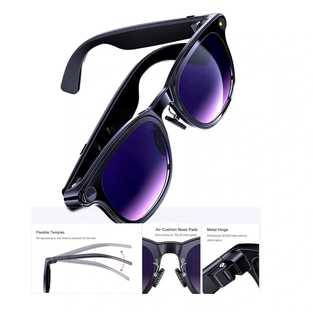 AI Smart Glasses with Camera, 8MP HD Bluetooth Camera Glasses